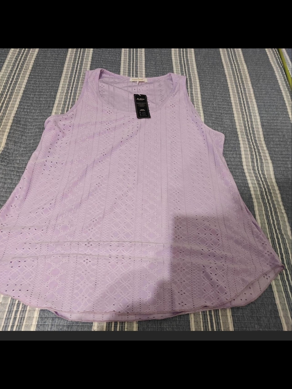 Sleeveless Lavender Eyelet Knit Tank Top - Women - Picture 4 of 4